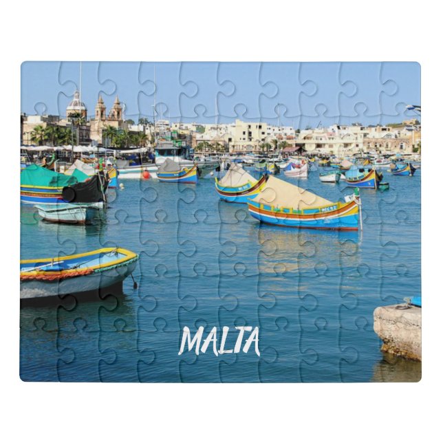 Malta  Scenic View Traditional Boats Jigsaw Puzzle (Puzzle Horizontal)