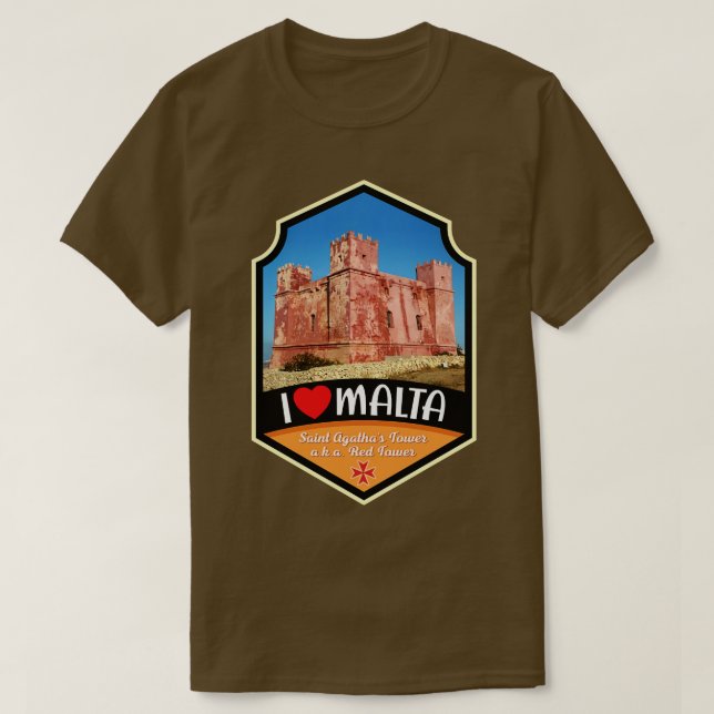 Malta St Agathas Tower T-Shirt (Design Front)