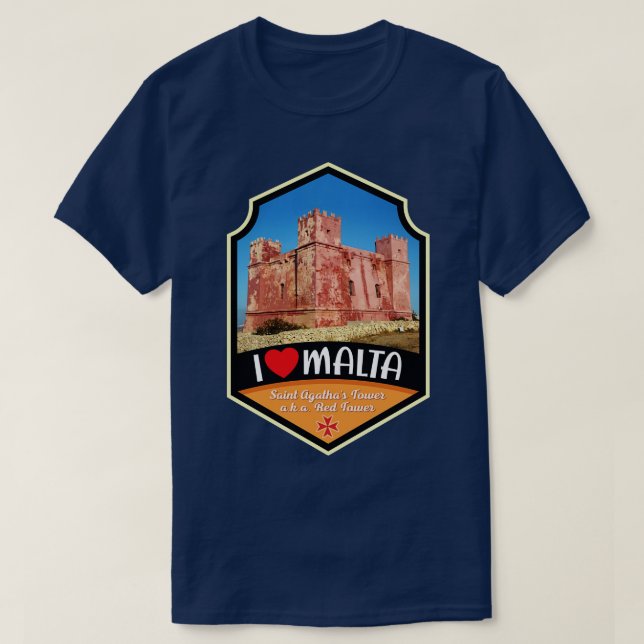 Malta St Agathas Tower T-Shirt (Design Front)