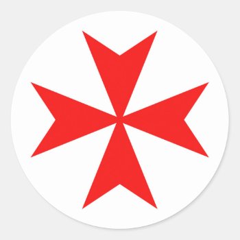Malta Templar Knights Red Cross Religion Symbol Classic Round Sticker by tony4urban at Zazzle
