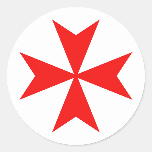 malta templar knights red cross religion symbol classic round sticker ...