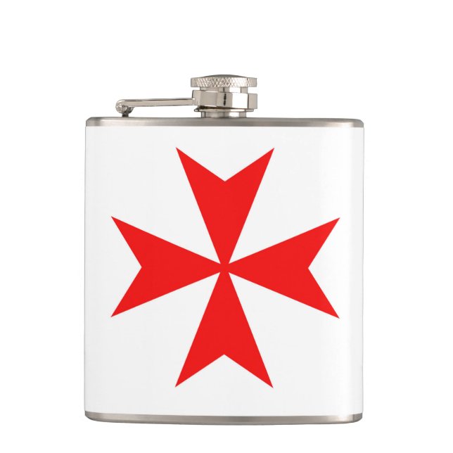 malta templar knights red cross religion symbol hip flask (Front)