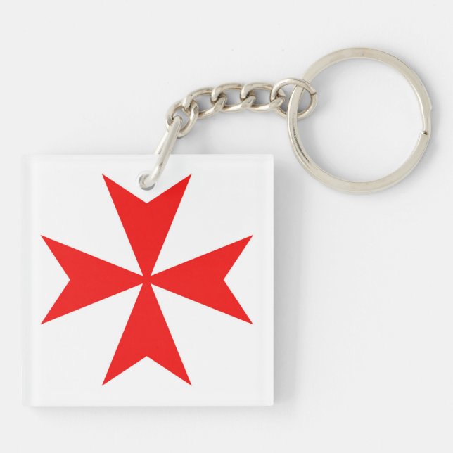 malta templar knights red cross religion symbol keychain (Back)