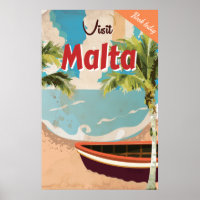 Malta vacation Vintage Travel Poster. Poster