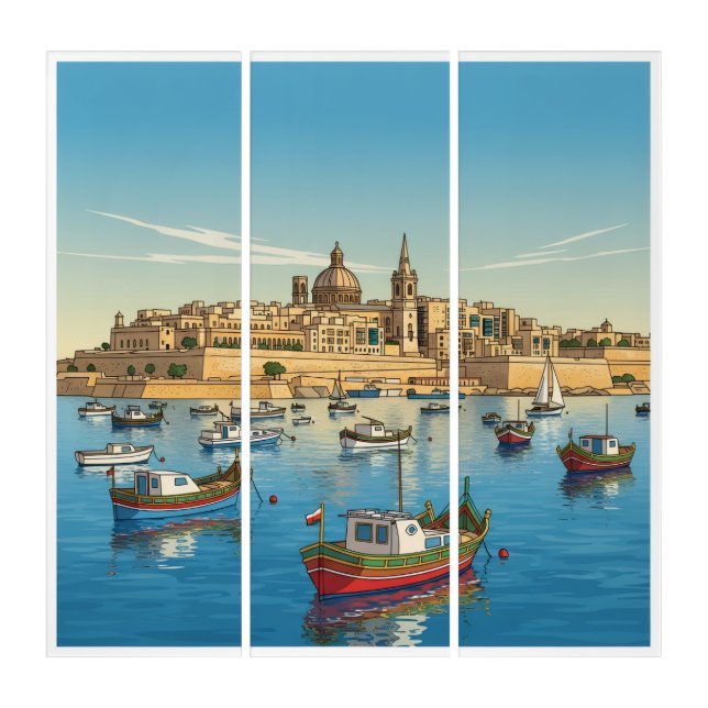 Malta Valletta Harbor Triptych (Front)