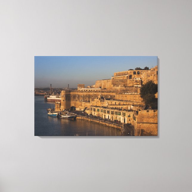 Malta, Valletta, harbor view from Lower Barrakka Canvas Print (Front)