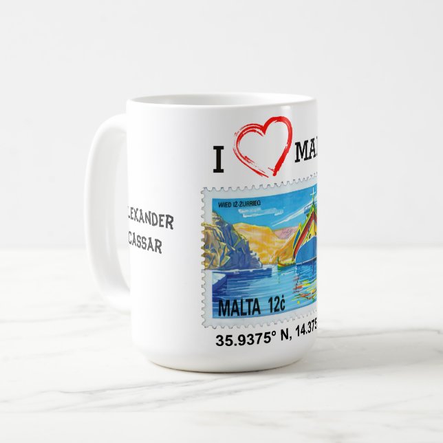 Malta with Luzzu Personalized Name Designed Mug (Front Left)