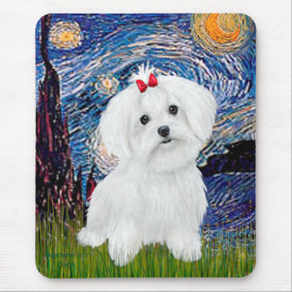 Maltese 8 pup - Starry Night Mouse Pad
