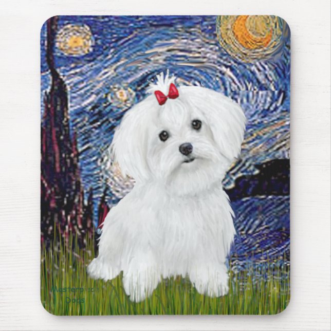 Maltese 8 pup - Starry Night Mouse Pad (Front)