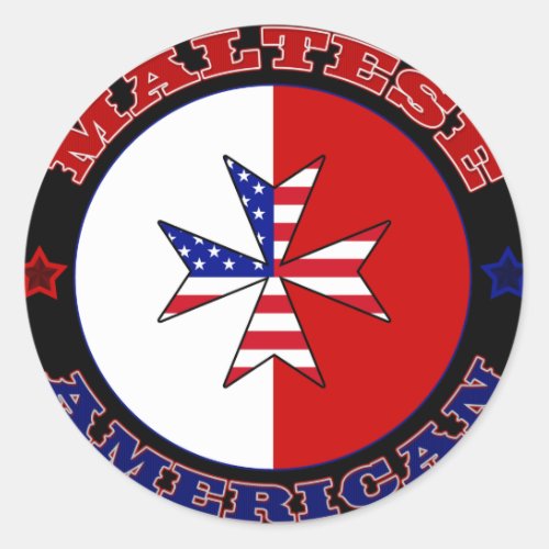Maltese American Cross Ensign Classic Round Sticker