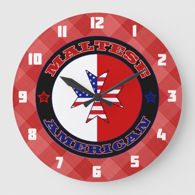 Maltese American Cross Ensign Clock (Front)