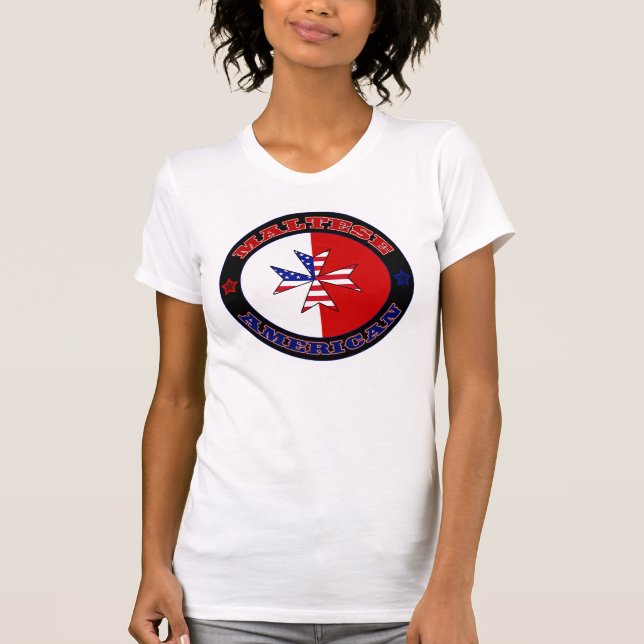 Maltese American Cross Ensign, Malta T-Shirt (Front)