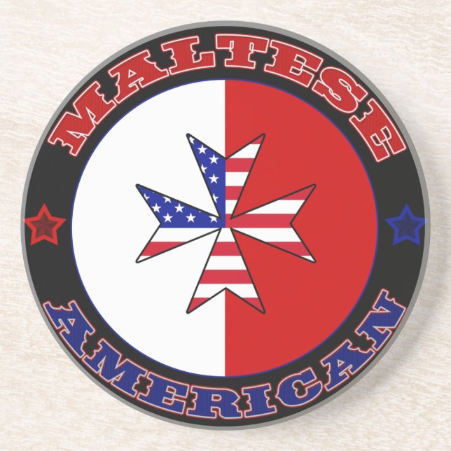 Maltese American Cross Ensign Sandstone Coaster (Front)
