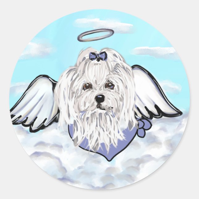 Maltese Angel Classic Round Sticker (Front)