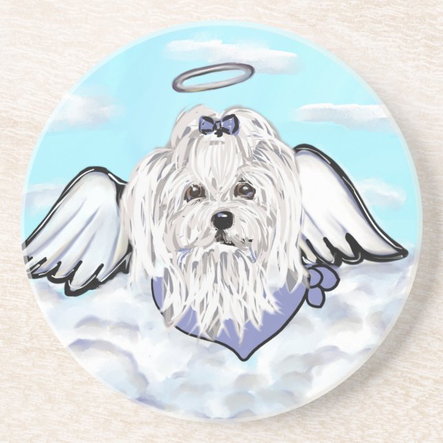 Maltese Angel Sandstone Coaster (Front)