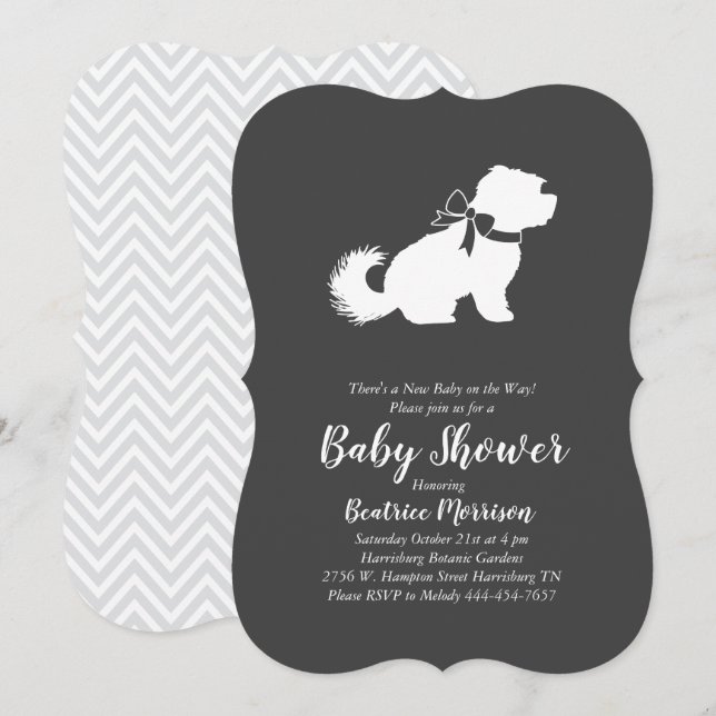 Maltese Baby Shower Gender Neutral Invitation (Front/Back)