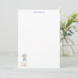 Maltese Bichon Dog Bow Personalized Stationery Note Card