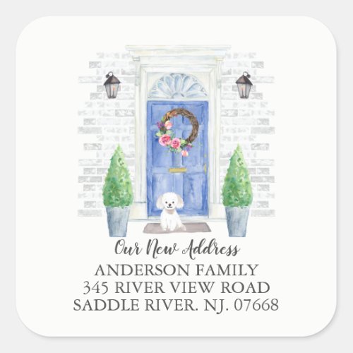 Maltese Blue Door New Address Label Sticker