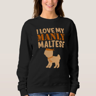 Maltese Canine Pet Manly Boy Dog Gender Reveal Cu Sweatshirt