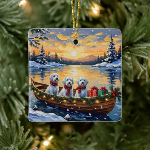 Maltese Christmas Boat Holiday Ceramic Ornament