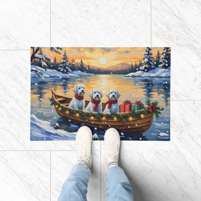 Maltese Christmas Boat Holiday Doormat (Indoor)