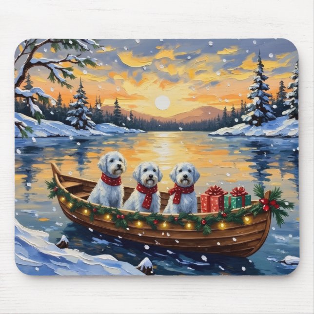 Maltese Christmas Boat Holiday Mouse Pad (Front)