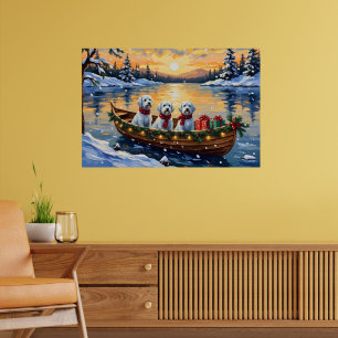 Maltese Christmas Boat Holiday Poster