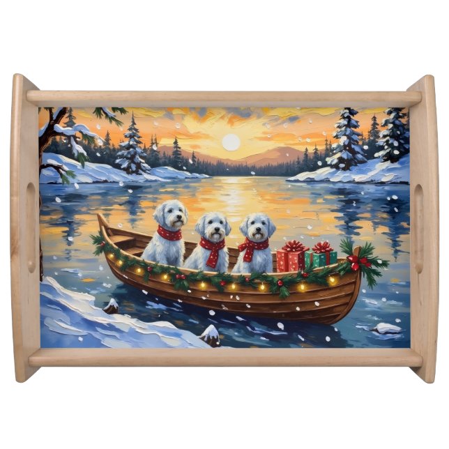 Maltese Christmas Boat Holiday Serving Tray (Front)