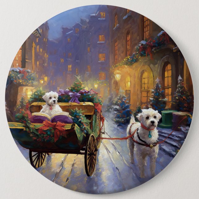 Maltese Christmas Festive Season Button (Front)