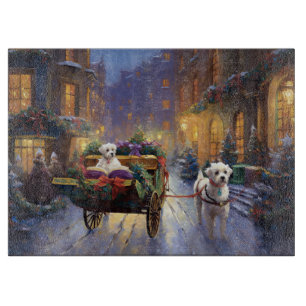 Maltese Christmas Festive Season Cutting Board
