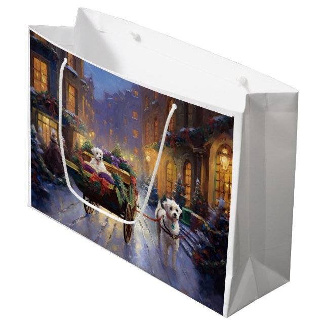 Maltese Christmas Festive Season Large Gift Bag (Front Angled)