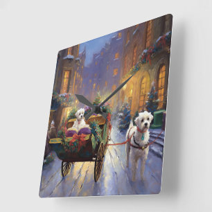 Maltese Christmas Festive Season Square Wall Clock