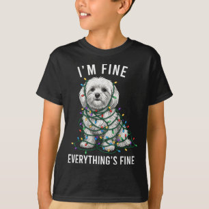 Maltese Christmas I'm Fine Everything Is Fine T-Shirt