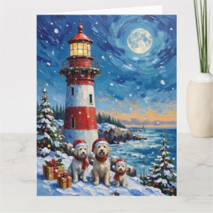 Maltese Christmas Lighthouse Holiday Card