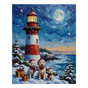 Maltese Christmas Lighthouse Holiday Poster
