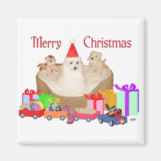 Maltese Christmas Magnet (Front)