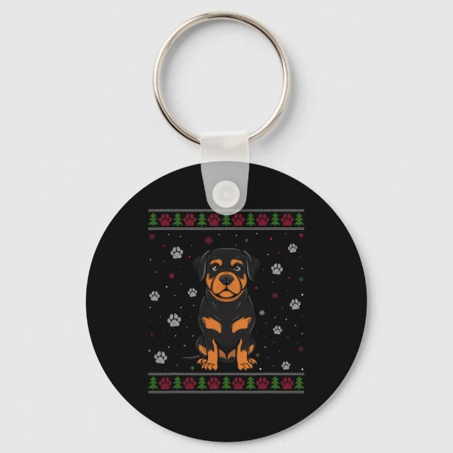 Maltese Christmas Sweater Xmas Pet Animal Dog Love Keychain (Front)