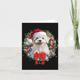Maltese Christmas Wreath Decoration Xmas Pajamas 1 Card