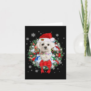 Maltese Christmas Wreath Decoration Xmas Pajamas Card