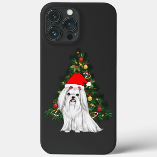 Maltese Christmas Xmas Maltese Dog with Santa hat iPhone 13 Pro Max Case