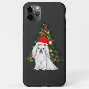 Maltese Christmas, Xmas Maltese Dog with Santa hat iPhone 11 Pro Max Case
