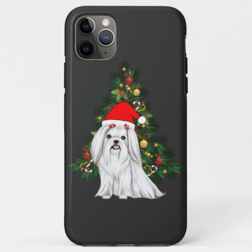 Maltese Christmas Xmas Maltese Dog with Santa hat iPhone 11 Pro Max Case