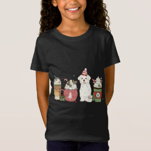 Maltese Coffee Latte Winter Christmas Dog Mom Holi T-Shirt