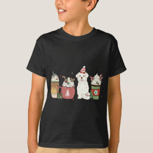 Maltese Coffee Latte Winter Christmas Dog Mom Holi T-Shirt