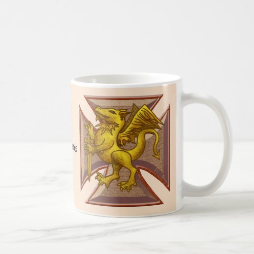 Maltese Cross Dragon custom name Coffee Mug