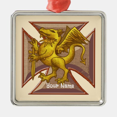 Maltese Cross Dragon custom name ornament