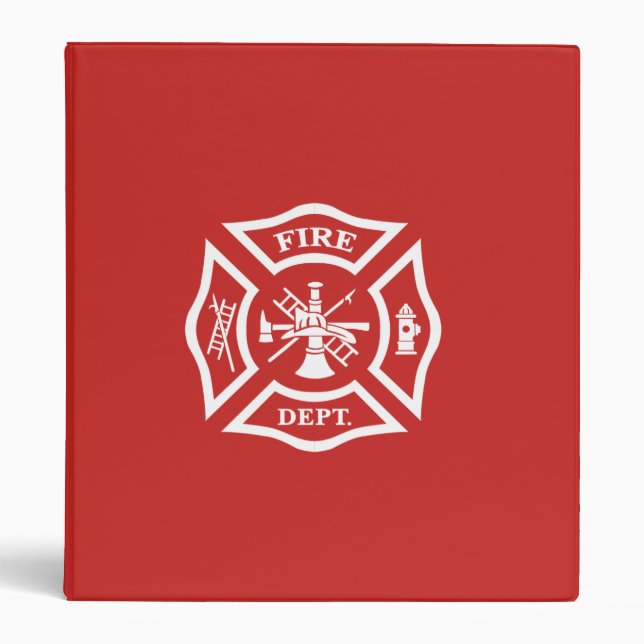 MALTESE CROSS, FIRE, FIRE DEPT, FIREFIGHTER 3 RING BINDER (Front)