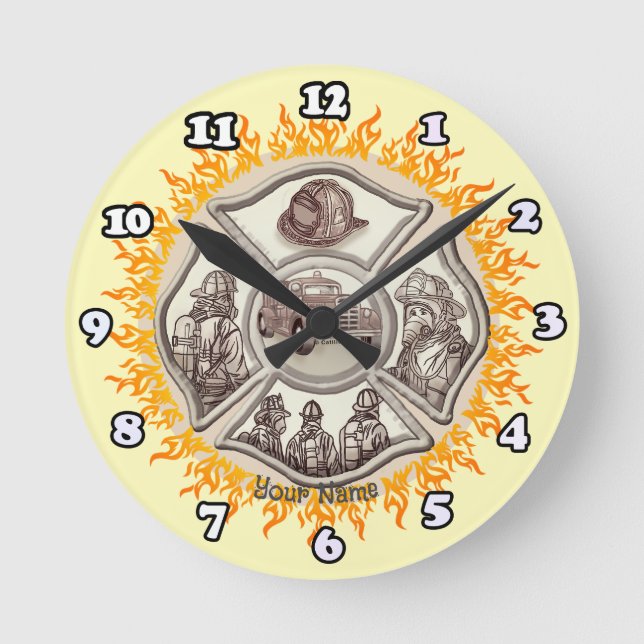 Maltese Cross Firefighter  clock (Front)