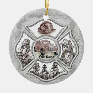 Maltese cross firefighter custom ceramic ornament