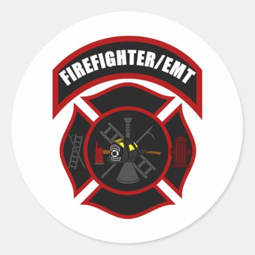 Maltese Cross _ FirefighterEMT Classic Round Sticker